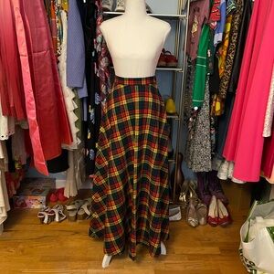 Vintage Plaid Maxi Skirt - Size XS